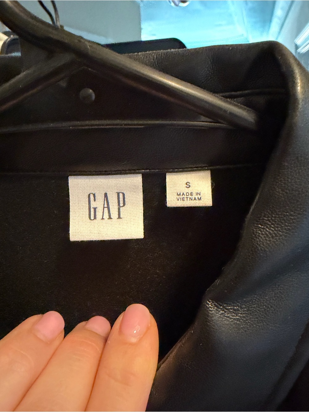 GAP Black Vegan Leather Button-Front Dress with Collar - Picture 2 of 7